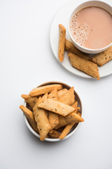 Namakpare or Salty Shakarpara/shakarpare or namkeen Shankarpali, popular diwali food or tea-time snack from Gujarat, India
