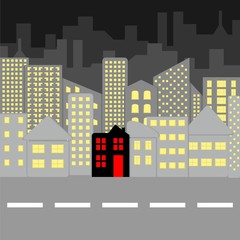 Landscape of the evening city vector image