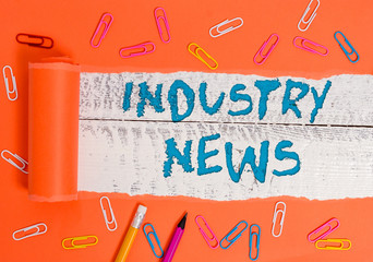 Conceptual hand writing showing Industry News. Concept meaning Technical Market Report...