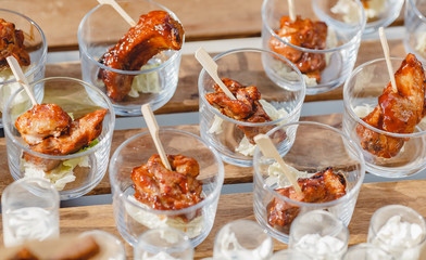 Catering service. Restaurant food table with snack delicious dining
