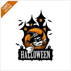 Halloween Mummy Castle Vector Logo