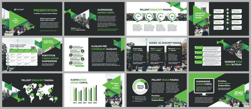 City Background Business Company Presentation with Infographics Template.