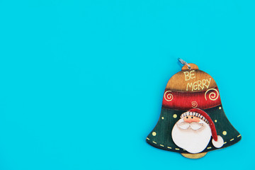 Christmas decorative wooden tree toy bell for New Year holiday