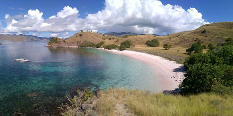 view of the island with Pink Beach