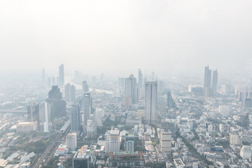 Air pollution in Bangkok with PM2.5 air-quality index (AQI) reached dangerous level with dust and...