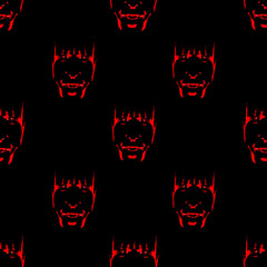 Monster Head Silhouette Artwork Seamless Pattern