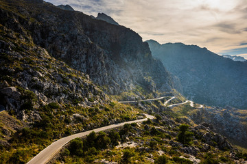 View of Coll dels Reis road with mountains above