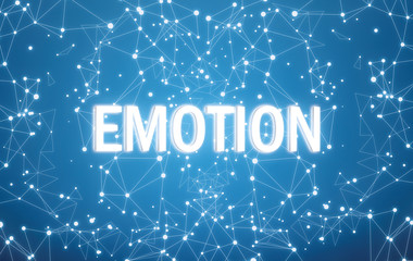 Emotion on digital interface and blue network background