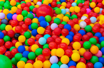 Fototapeta na wymiar Colorful plastic balls. Background from multi-colored balls.