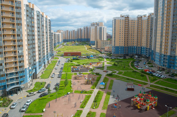 apartment neighborhood parking playground, Russia