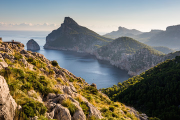Es Colomer view of Cap Formentor, two far people