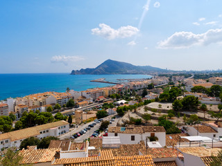Panorama of the sea and mountains in the city of Altea.