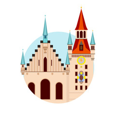 Old town hall icon, Munich vector illustration