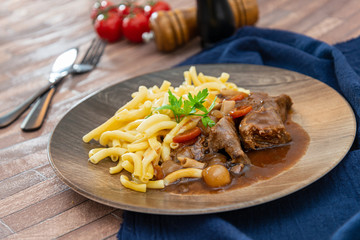 Home made Beef Bourguignon with Tagliatelle