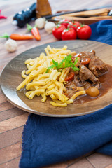 Home made Beef Bourguignon with Tagliatelle