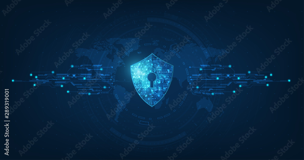 Poster abstract security digital technology background.protection mechanism and system privacy.vector illus