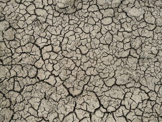 Texture of dried cracked earth because of no rain and drought season.