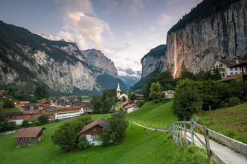 In Lauterbrunnen, there are more than 70 waterfalls. The famous Staubbach waterfall is looking like it is just falling down to the village itself from 300m high!