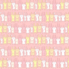 Cute bunny seamless pattern background. Vector illustration.