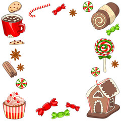 Christmas food and drink vector set.