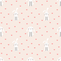 Cute bunny seamless pattern background. Vector illustration.