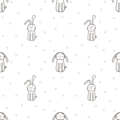 Cute bunny seamless pattern background. Vector illustration.