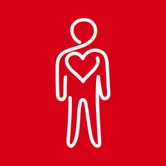 Vector illustration of a man with a big heart
