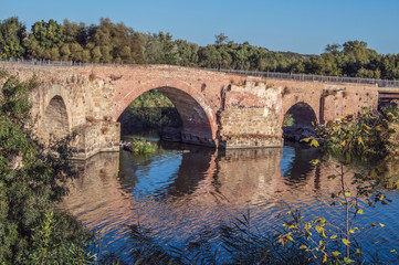 Fototapeta na wymiar Roman bridge over the Tagus river in Talavera de la Reina, Toledo. Spain