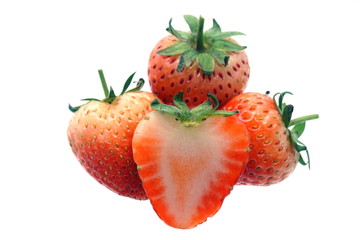 Fresh strawberries on white background