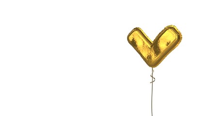 gold balloon symbol of angle down on white background