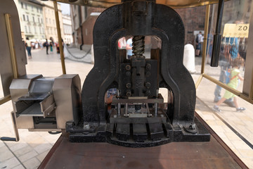 Old vintage antique mechanism in the old city center