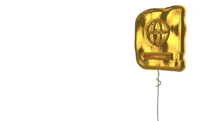 Fototapeta na wymiar gold balloon symbol of atlas on white background
