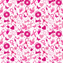 Seamless pattern of breast cancer for october awareness month.