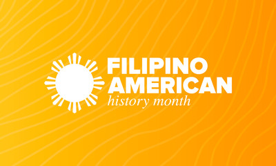 Filipino American History Month. Happy holiday celebrate annual in October. Filipinos and United States flag. Culture month. Patriotic design. Poster, card, banner, template. Vector illustration