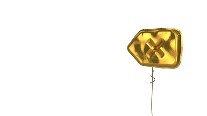 Fototapeta na wymiar gold balloon symbol of backspace on white background