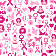 Seamless pattern of breast cancer for october awareness month.