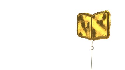 gold balloon symbol of book open on white background