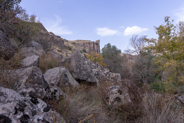 Ancient Ortahisar caves in Cappadocia province, Turkey