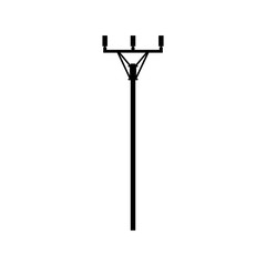 Wood power line symbol. Power line flat design. High voltage electric pylon.