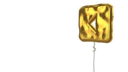 gold balloon symbol of caret square left on white background