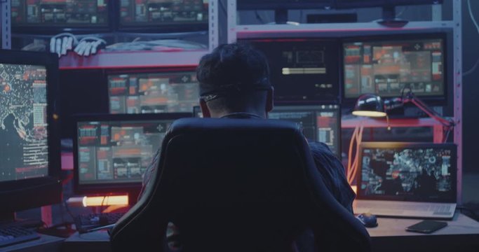 Portrait of young male hacker