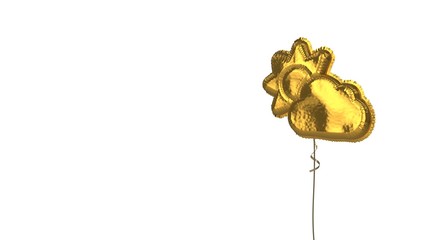 gold balloon symbol of cloud sun on white background