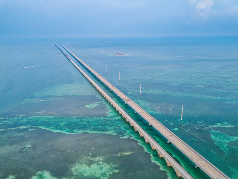 Aerial photo of Florida Keys Seven Miles Bridge