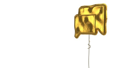 Fototapeta na wymiar gold balloon symbol of rectangular chat bubbles on white background