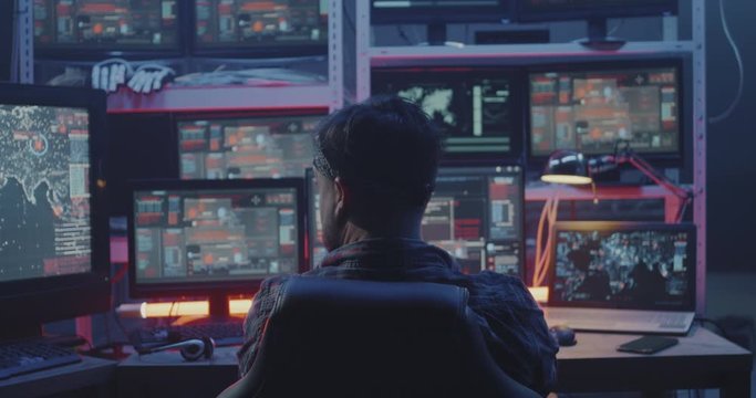 Portrait of young male hacker