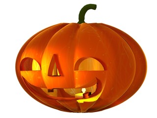 3d hallowen pumpkin on white background 