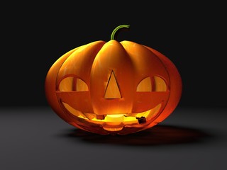 halloween pumpkin on black background,  halloween pumkin, jack-o-lantern. 