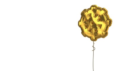 gold balloon symbol of dharmachakra on white background