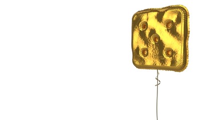 Fototapeta na wymiar gold balloon symbol of dice on white background