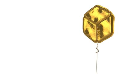 gold balloon symbol of dice  on white background